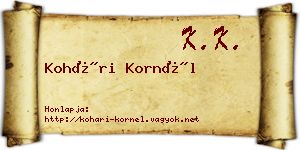 Kohári Kornél névjegykártya