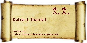 Kohári Kornél névjegykártya