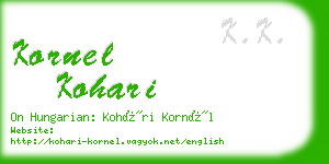 kornel kohari business card